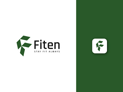 Modern F Letter Fitness Logo body buidler brand mark branding creative exercise f letter fitness green gym letter logo logo inspirations minimal minimalist modern portfolio shape vector workout yoga