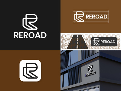 REROAD | Letter R and Road Logo Concept branding construction creative folio graphic design letter r logo logo inspirations minimal modern new real estate road logo sell side road sign board street unused vector way white