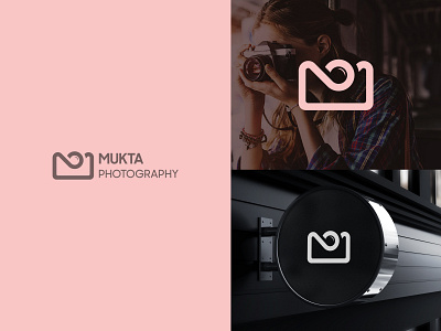 Mukta Photography Logo alphabet branding camera creative dslr illustration initial letter logo logo brand logo inspirations m letter minimal modern mukta photograph shadow stone typo vector