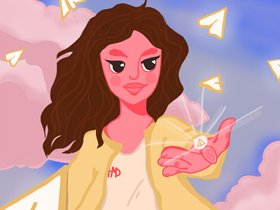 your dream aircraft dream flat girl illustration heaven icon illustration art illustration for children kit8 paper planes people illustration pink plane sky