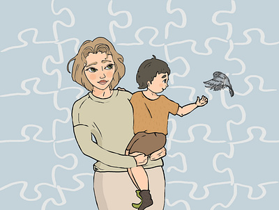 family autism families family flat free illustration kit8 mother vector