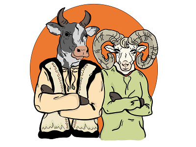 friends animals animals bull design fauna flat friends graphicdesign illustration kit8 ram sheep vector village