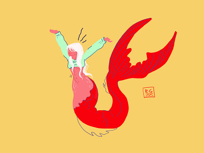 mermaid famous fish flat flat illustration girl illustration illustration art kit8 mermaid sea vector woman