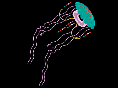 jellyfish bright colors deep illustration jellyfish light sea under the sea water