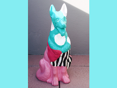 Who let the dogs out? ceramic dog ceramics circles colors dog painting spray can stripes