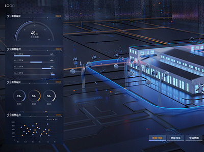 数字孪生 三维场景数据可视化·FUI 3d ui