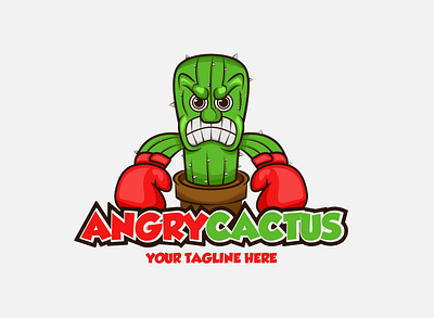 Angry Cactus Mascot Logo animation design flat illustration logo portfolio vector