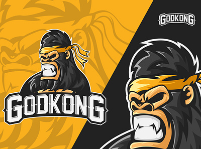 GodkonG Esport Logo branding design flat illustration logo vector