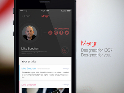 Mergr - iOS7 reboot @2x app concept design dribbble facebook flat google interface ios7 iphone twitter ui