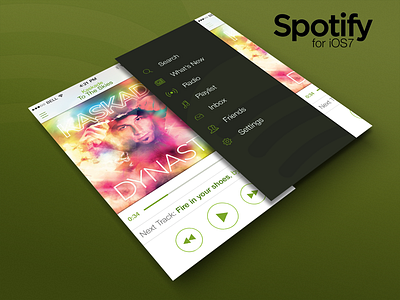 Spotify iOS7 @2x app flat green ios ios7 music redesign spotify vector white
