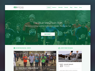 Go Beyond Racing - Homepage @2x clean design events flat green homepage icon interface logo responsive web website