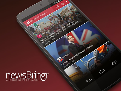 newsBringr - Android News App @2x android app current affairs design flat kitkat news red