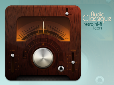Audioclassique audio classic dial hi-fi icon metal orange red retro stereo tuner wood yellow