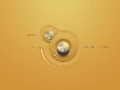 Volume And Power button down interface knob metal off on orange pastel up user vector yellow