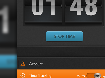 Tracker android black clock dark flip grey handset interface iphone orange time tracking ui ux vector