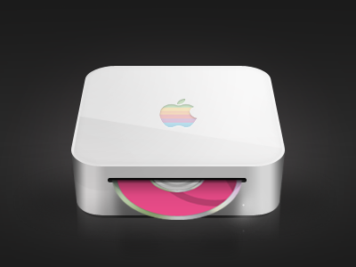 Mac Mini apple cd dark disc gloss grey icon interface mac mini pink reflection slot ui user ux vector white
