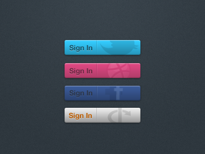Sign In ball bird blue button dark dribbble facebook grey icon in media openid orange pink sign social twitter ui