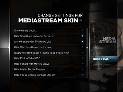 Mediastream Subsettings black centre dark font interface mac media plex text ui xbmc