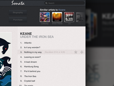 Sonata Music App app audio blue grey interface ios ipad music playlist ui white