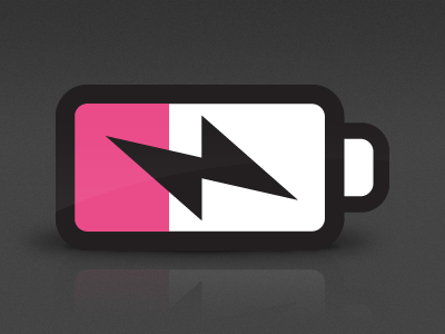 Charging battery dribbble grey icon illustration interface notification pink ui vector white