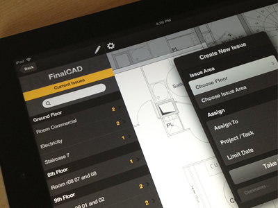 FinalCAD iPad App app dark grey icon interface ios ipad texture ui vector yellow