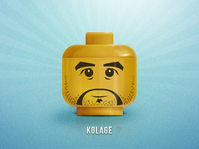 Lego Head - @Kolage blue design eyes face head icon lego plastic texture vector yellow