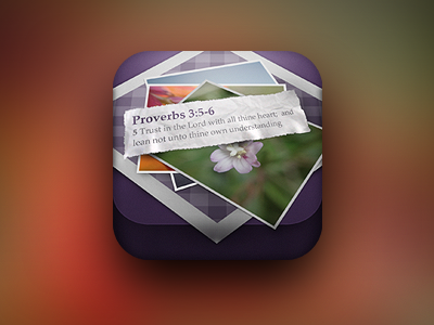 Client Project Icon 3d bible icon ios ipad iphone photographs photos purple tablecloth texture vector