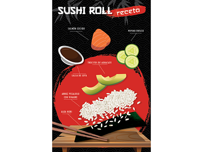 Sushi Roll art design flat graphic design illustration illustrator typography vector