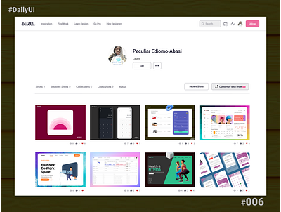 Profile Page — DailyUI 006 daily 100 challenge daily006 dailyui dailyuichallenge ui ui ux uidesign