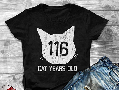 116 Cat Years Old T Shirt 25th Birthday