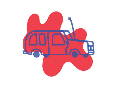 Zoomer blue car graphic design illustration illustrator line overlap red squiggle