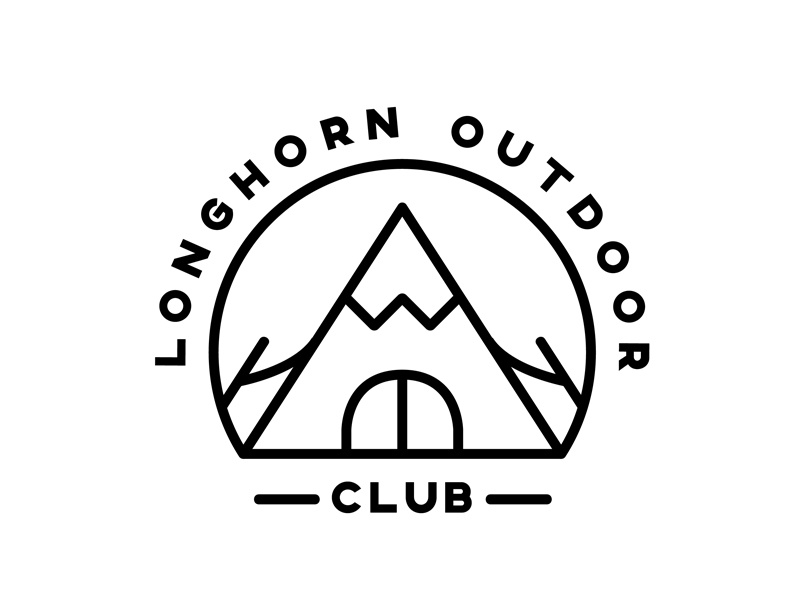 Longhorn Outdoor Club logo design black camping line badge outdoors illustration vector clean logo