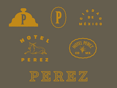 Hotel marks badge bell branding hotel icon identity illustration logo mark symbol typography yellow