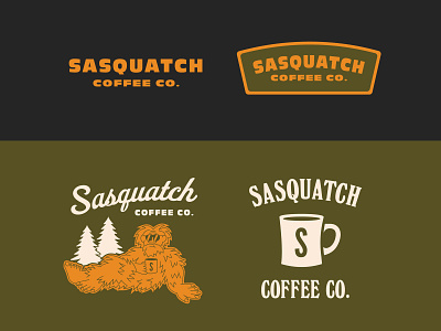 After School Club badge brand identity branding coffee forest illustration lock up logo sasquatch typography