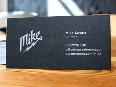 Upstatement Business Cards (Mike) black blind emboss boston business cards letterpress repeat press silver upstatement web design