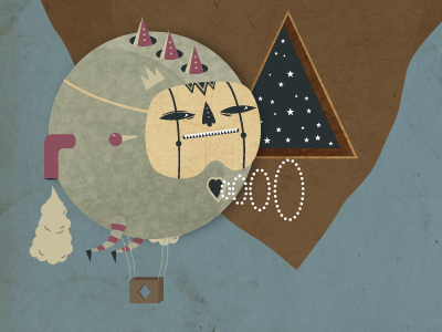 Floating Town 2 air balloon character hot illustration space stars texture triangle
