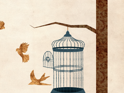 Be Free bird cage floral free illustration texture