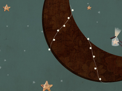 You, Me, Stars and the Moon floral illustration light moon stars texture whimsical