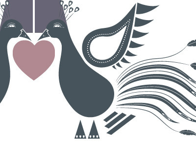 Peacock Love detail illustration shapes vector