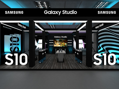 Samsung Galaxy Studio Concept 3d art 3d modeling 3dartist 3dsmax branding design samsung setup stall stall design stand