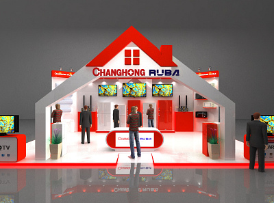Changhong Ruba Stall 3d art 3d max 3d modeling 3d modelling 3dartist branding design stall stand vray