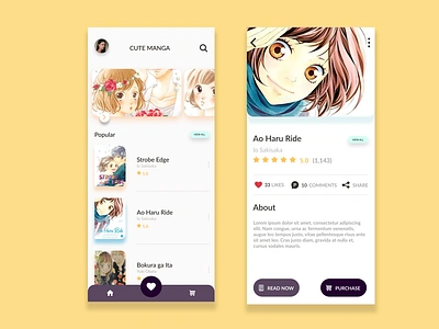 Manga Reader app app design design manga mangaart minimal typography ui