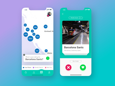 Swipe to rate a place - concept app concept interaction design interface design ios map map ui minimal mobile place social network swipe travel ui ux ux ui ux design