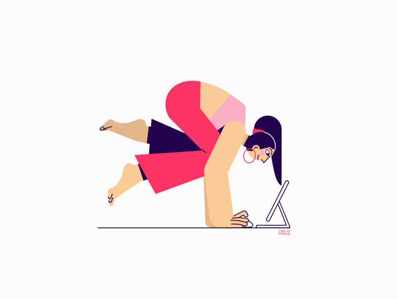 Yoga 2.0 aftereffets asana girl illustration ipad lottie lottie animation lottiefiles typing yoga