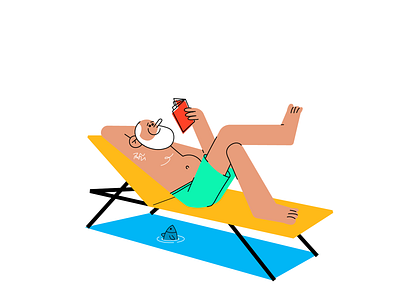 The reader and the fish character characterperez design design art flat illustration illustrator man reading relax summer