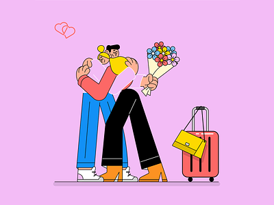 Welcome Love beatiful character characterperez couple design design art flat flowers hug illustration illustrator love people romantic welcome