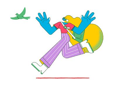 Lady Bird 6/6 bird branding character characterperez colorful design design art flat girl illustration illustrator lady run ui