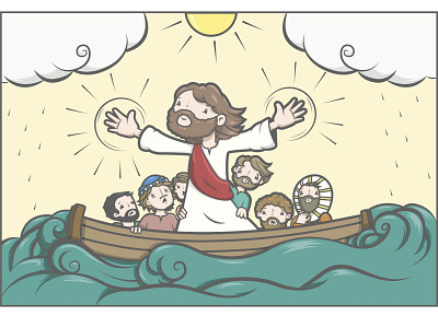 Jesus calma la tempestad bible god illustration jesus vector