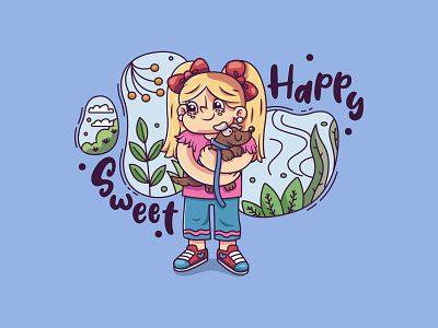 Happy Sweet character girl illustration vector