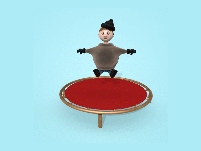 Trampoline 3d animation c4d characterdesign cute funny human trampoline